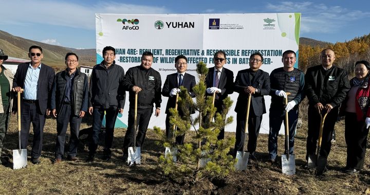 [서울=뉴시스] 유한양행 몽골 숲 조성 사업 론칭 세리머니 현장사진 (사진=유한양행 제공) 2025.10.14. photo@newsis.com *재판매 및 DB 금지