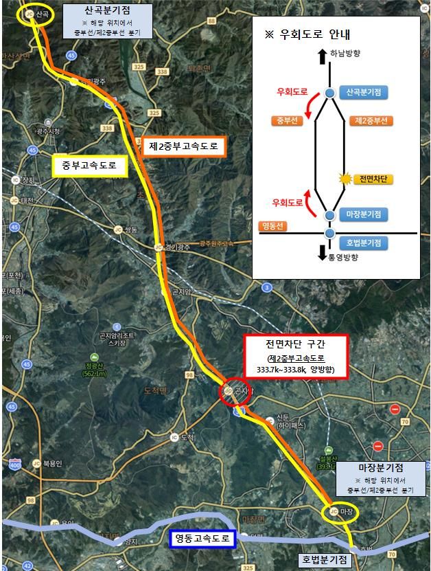 우회도로 안내. (사진=한국도로공사 서울경기본부 제공) photo@newsis.com *재판매 및 DB 금지