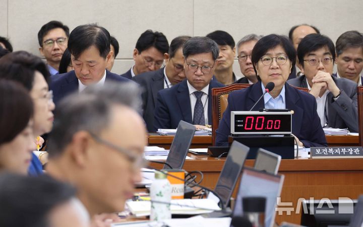 [서울=뉴시스] 조성봉 기자 = 정은경 보건복지부 장관이 14일 오전 서울 여의도 국회 보건복지위원회에서 열린 보건복지부 등에 대한 국정감사에서 의원의 질의에 답변하고 있다. 2025.10.14. suncho21@newsis.com