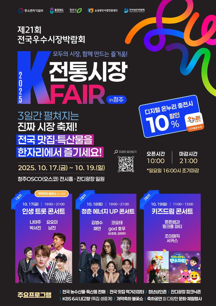 2025 전국 우수시장 박람회, 17~19일 청주오스코