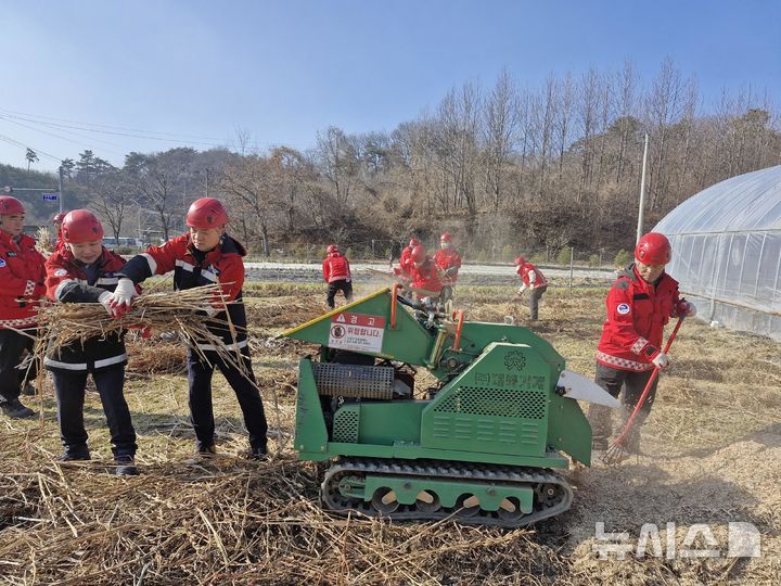 [진천=뉴시스] 진천군 영농부산물 파쇄현장
