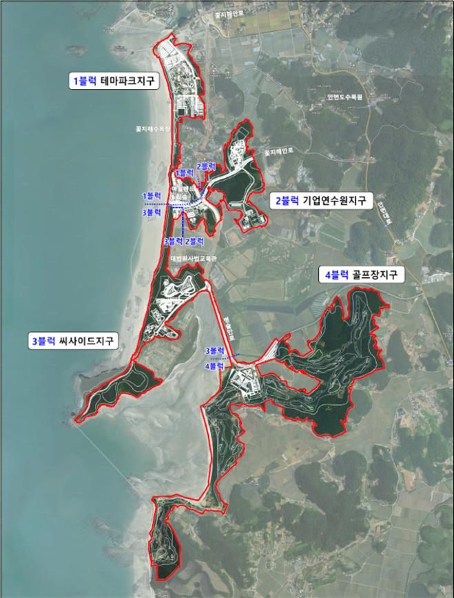 [태안=뉴시스] 충남 태안 안면도 꽃지관광지 1~4지구 시설배치도. (사진=충남도 제공) 2025.10.15. photo@newsis.com *재판매 및 DB 금지