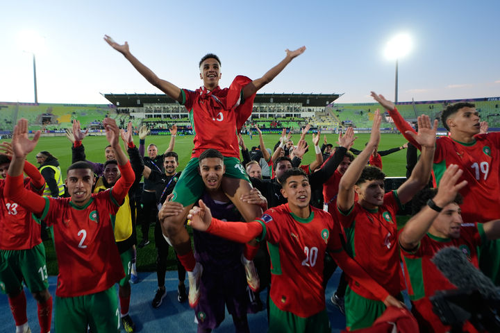 [발파라이소=AP/뉴시스] 모로코 20세 이하(U-20) 남자 축구 대표팀. 2025.10.15.