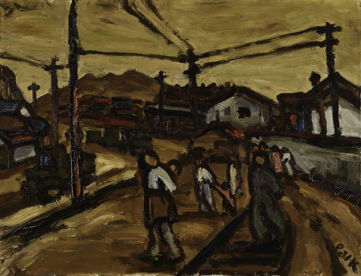 박고석, 〈범일동 풍경〉, 1951, 캔버스에 유화 물감, 39.3 × 51.4 cm, 국립현대미술관 소장, 작가 기증 *재판매 및 DB 금지
