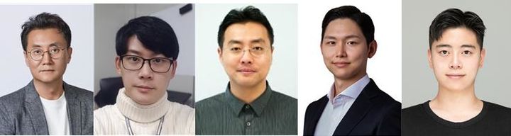 [서울=뉴시스] (왼쪽부터) 고려대 화공생명공학과 조진한 교수, DGIST 에너지환경연구부 박용민 박사(공동 교신저자), 조지아텍 기계공학과 이승우 교수(공동 교신저자), 고려대 KU-KIST 융합대학원 백서인 교수(공동교신저자), 조지아텍 기계공학과 남동현 박사(제1저자). (사진=고려대 제공) 2025.10.16. photo@newsis.com *재판매 및 DB 금지