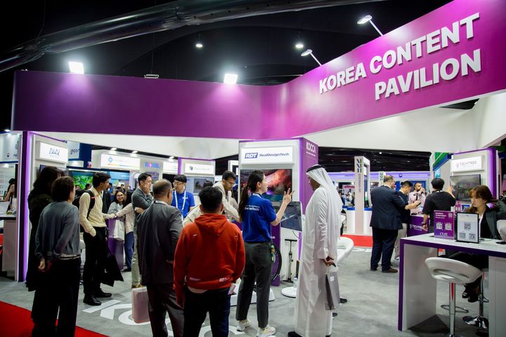 한국콘텐츠진흥원은 12일부터 15일까지 아랍에미리트 두바이 하버에서 열린 '자이텍스 노스 스타 두바이 2025'에 참가해 'K-콘텐츠 파빌리온'을 운영했다. (사진=콘진원 제공) *재판매 및 DB 금지