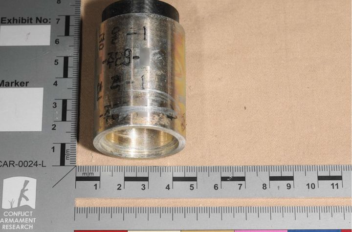  [서울=뉴시스] 북한이 러시아의 드론에 장착할 목적으로 개조해 제공한 집속탄의 자탄. 중간에 생산연도가 주체 99로 표기되어 있다.(출처: ‘분쟁군비연구(CAR) 보고서) 2025.10.17. *재판매 및 DB 금지