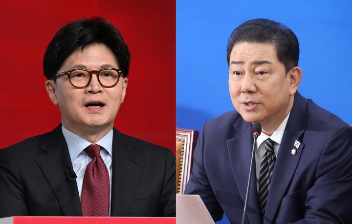 [뉴시스] 왼쪽부터 한동훈 전 국민의힘 대표, 김병기 더불어민주당 원내대표. (사진=뉴시스DB) *재판매 및 DB 금지