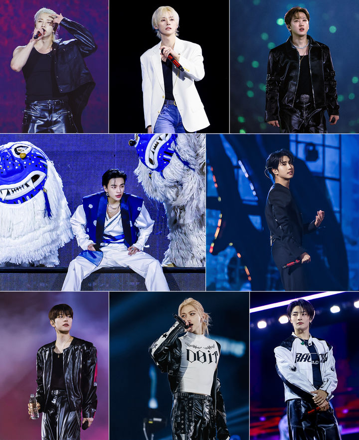 [서울=뉴시스] 대세 K-팝 그룹 '스트레이 키즈'(Stray Kids·스키즈)가 18~19일 인천아시아드주경기장에서 단독 콘서트 '스트레이 키즈 월드 투어 '도미네이트 : 설러브레이트''를 열고 있다. (사진 = JYP엔터테인먼트 제공) 2025.10.19. photo@newsis. *재판매 및 DB 금지