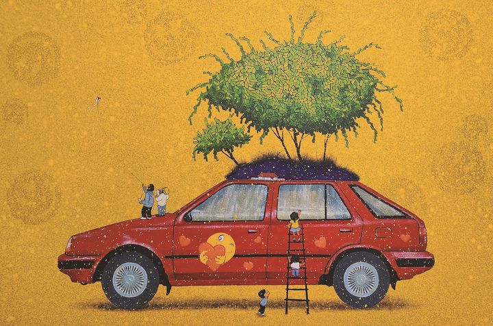 우순근 작가의 '꿈을 담다-행복한자동차'.(자료=경남스틸 송원갤러리 제공) 2025.10.20. *재판매 및 DB 금지