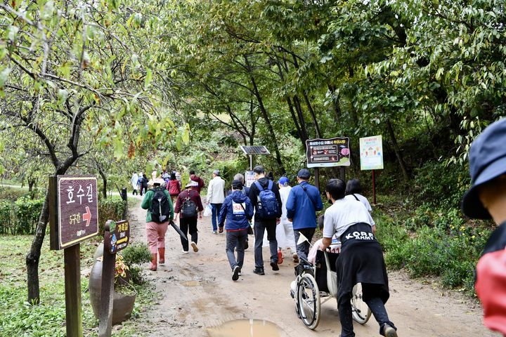 [횡성=뉴시스] 횡성호수길 걷기 페스티벌. (사진=횡성군 제공) 2025.10.20. photo@newsis.com *재판매 및 DB 금지