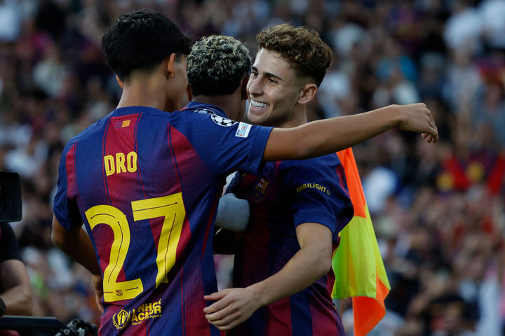 [바르셀로나=AP/뉴시스] 스페인 프로축구 프리메라리가 바르셀로나의 페르민 로페스. 2025.10.21.