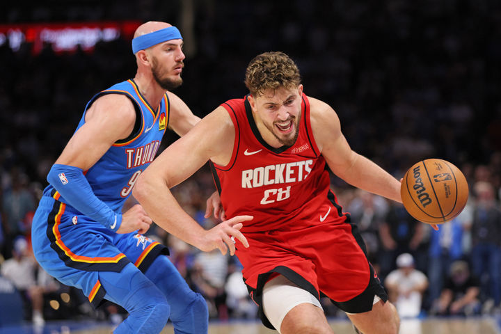 [오클라호마시티=AP/뉴시스]미국프로농구(NBA) 휴스턴 로키츠의 센터 알페렌 셍귄. 2025.10.22.