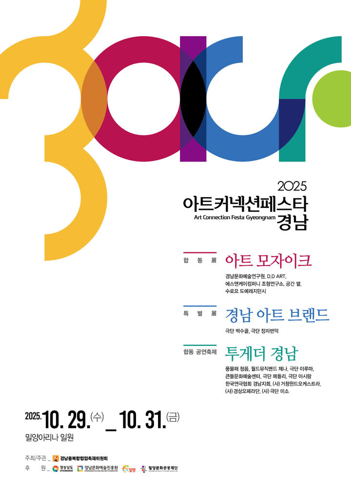 [밀양=뉴시스] 2025 아트 커넥션 페스타-경남 포스터. (사진= 밀양시 제공) 2025.10.22. photo@newsis.com *재판매 및 DB 금지