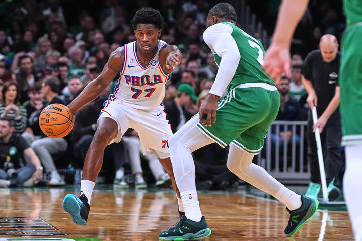 [보스턴=AP/뉴시스] 미국프로농구(NBA) 필라델피아 세븐티식서스의 VJ 에드지컴. 2025.10.22.