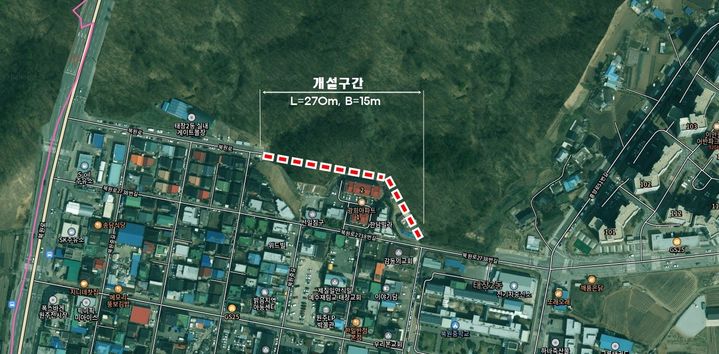 [원주=뉴시스] 도시계획도로(중로2-33호) 위치도. (사진=원주시 제공) 2025.10.24. photo@newsis.com *재판매 및 DB 금지