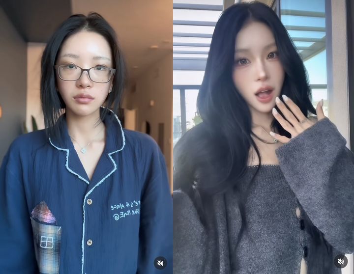 [서울=뉴시스] 최준희가 메이크업 전후 모습을 공개했다. (사진=최준희 인스타그램 캡처) 2025.10.24. photo@newsis.com *재판매 및 DB 금지