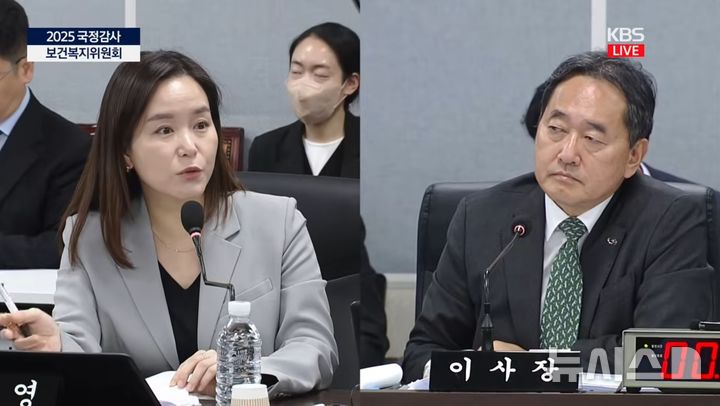 [전주=뉴시스] 개혁신당 이주영 의원이 24일 전북 전주 혁신도시 국민연금공단 본부에서 열린 국회 보건복지위원회 국정감사(국감)에서 국민연금공단의 개인정보 관리와 잘못 지급된 연금 환수 문제를 지적하며 제도 개선을 촉구했다. (사진=유튜브 캡처) 2025.10.24. photo@newsis.com