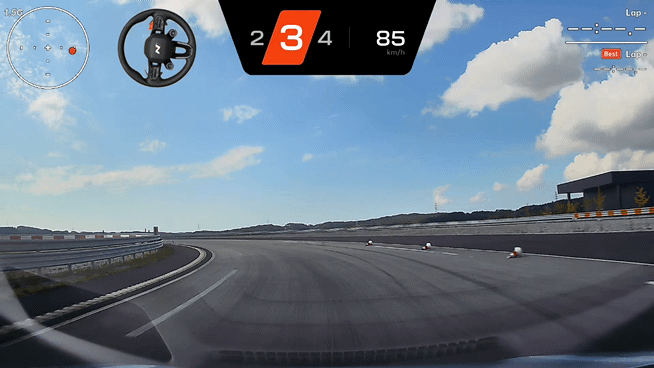 [태안=뉴시스] 아이오닉 6 N에 장착된 레이스 캠으로 녹화한 영상. 트랙 주행 과정에서 현재 차량의 속도와 기어 변속 현황 등을 한눈에 파악할 수 있다. photo@newsis.com *재판매 및 DB 금지