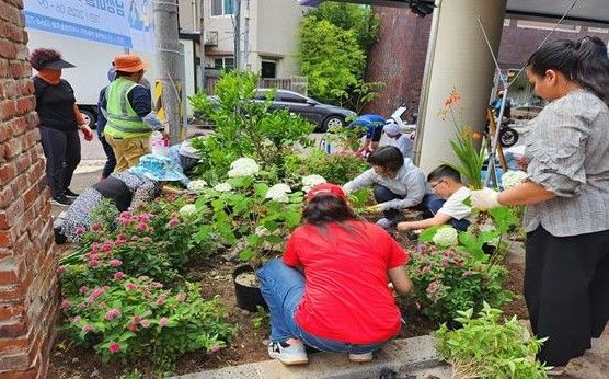 [제주=뉴시스] 제주시 남성마을 주민들이 지난 6월14일 마을정원 만들기 사업으로 '벨롱벨롱한 별빛정원'을 조성하고 있다. (사진=제주도 제공) 2025.10.26. photo@newsis.com *재판매 및 DB 금지