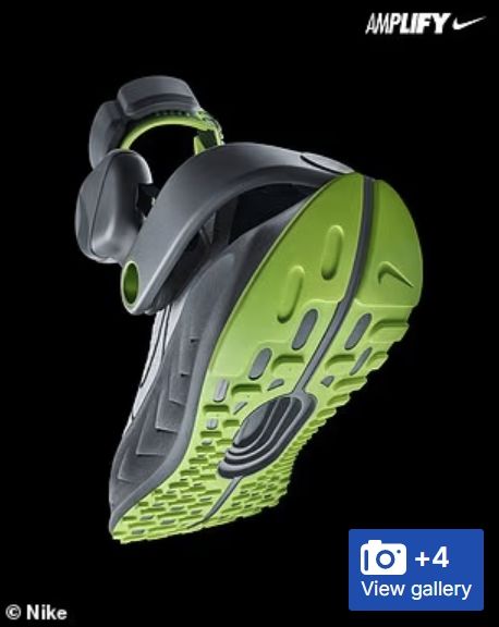나이키가 배터리로 구동되는 전동 신발 '프로젝트 앰플리파이'를 공개했다.(사진출처: 데일리메일 홈페이지 캡처)2025.10.28.