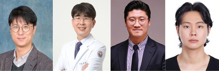 [광주=뉴시스] 만성신부전 치료 기술을 개발한 연구팀. 왼쪽부터 GIST 신소재공학과 이재영 교수, 전남의대 신장내과 김수완 교수·서상헌 교수, GIST 이승준 박사과정생. (사진=전남대 제공) photo@newsis.com *재판매 및 DB 금지