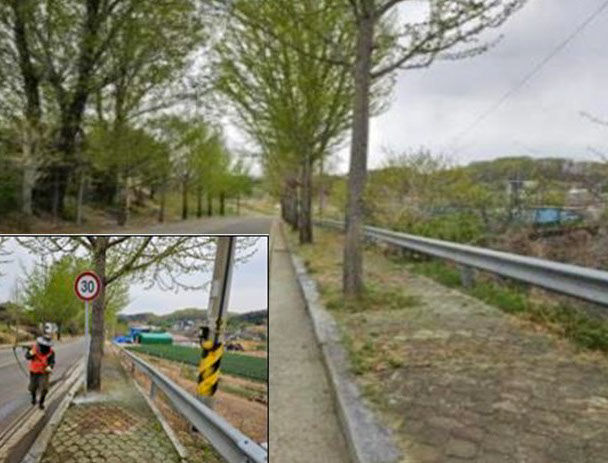 [창녕=뉴시스] 도로시설물 보도 고압세척 전, 후. (사진= 창녕군 제공) 2025.10.28. photo@newsis.com *재판매 및 DB 금지