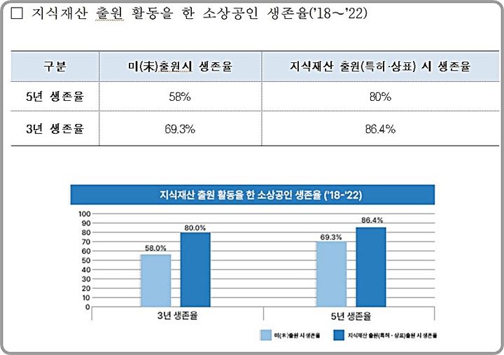 [대전=뉴시스] 소상공인의 지식재산 출원 활동 분석 결과표. (사진=지식재산처 제공) 2025.10.28. photo@newsis.com *재판매 및 DB 금지