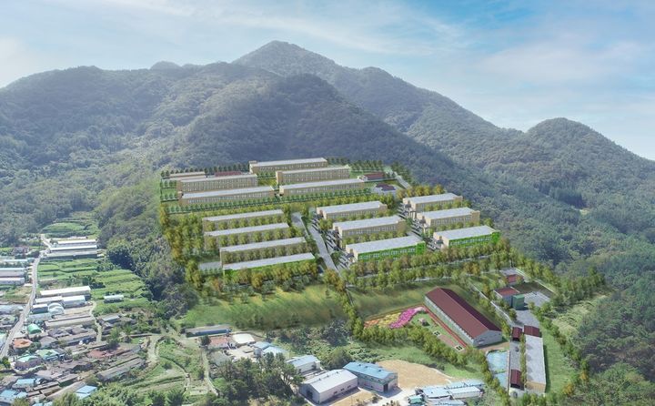 [고성(경남)=뉴시스] 신정철 기자= 경남 고성군은 28일, 군 농업기술센터 소회의실에서 찾아가는 정례 언론브리핑을 개최하고 6개 분야의 중점 추진 사업과 비전을 발표했다. 사진은 고성형 스마트농업단지 조감도.(사진=고상군 제공).2025.10.28. photo@newsis.com *재판매 및 DB 금지