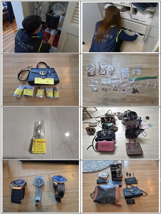 [부산=뉴시스] 고액체납자 가택수색 모습과 압류물품들(사진=부산시 제공) 2025.10.29. photo@newsis.com *재판매 및 DB 금지