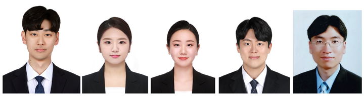 [서울=뉴시스] (왼쪽부터) 고려대 유승훈 석박통합과정(제1저자), 김소현 석박통합과정(공저자), 강주현 석사과정(공저자), 박현준 석사과정(공저자), 고려대 전기전자공학부 차영수 교수(교신저자). (사진=고려대 제공) 2025.10.29. photo@newsis.com *재판매 및 DB 금지
