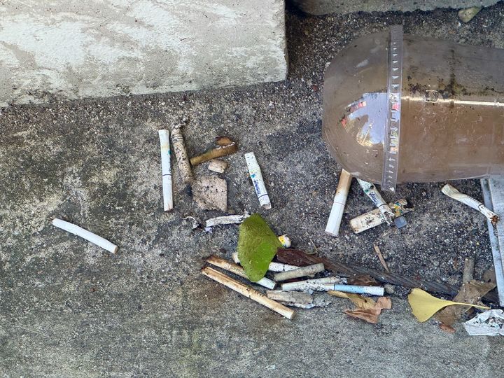 [경주=뉴시스] 정재익 기자 = 아시아태평양경제협력체(APEC) 주간이 진행 중인 29일 경주시 노서동 시외버스터미널 주변 인도에 담배꽁초가 버려져 있다. 2025.10.29. jjikk@newsis.com *재판매 및 DB 금지