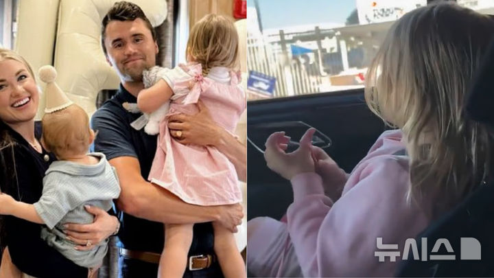 [뉴시스] 지난 9월 총격으로 숨진 미국의 보수주의 운동가 찰리 커크의 딸이 아빠의 사진을 보고 기뻐하는 영상이 SNS에서 화제가 됐다. (사진=프리프레스저널) 2025.10.28 