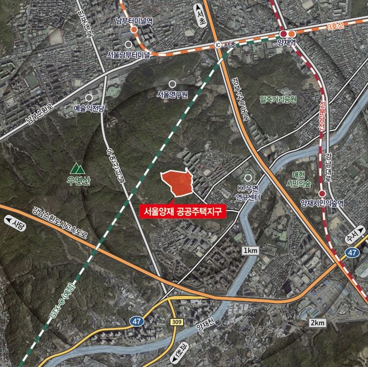 [서울=뉴시스] '서울양재 공공주택지구' 위치도. (사진=LH 제공) 2025.10.30. photo@newsis.com *재판매 및 DB 금지
