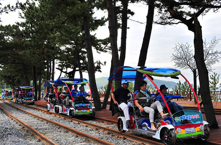 [삼척=뉴시스] 개장 15주년을 맞은 삼척해양레일바이크. (사진=삼척시 제공) 2025.10.30. photo@newsis.com *재판매 및 DB 금지