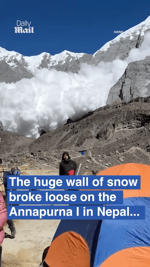 [뉴시스] 히말라야산맥 안나푸르나 I봉에서 눈사태가 발생해 사람들이 급히 대피하고 있다. (영상=데일리메일) 2025.10.29 *재판매 및 DB 금지 *재판매 및 DB 금지