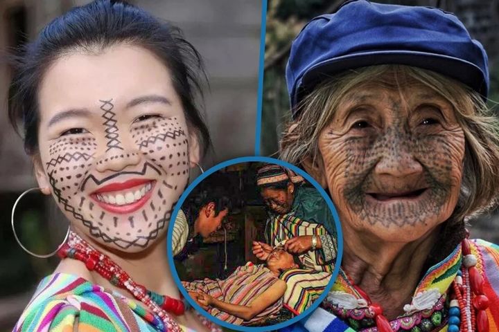 [뉴시스]중국 소수 민족 '두룽족' 여성들은 외부 부족의 납치를 피하기 위해 얼굴에 문신을 새기는 독특한 풍습이 있었다. (사진=사우스차이나모닝포스트 캡처) *재판매 및 DB 금지