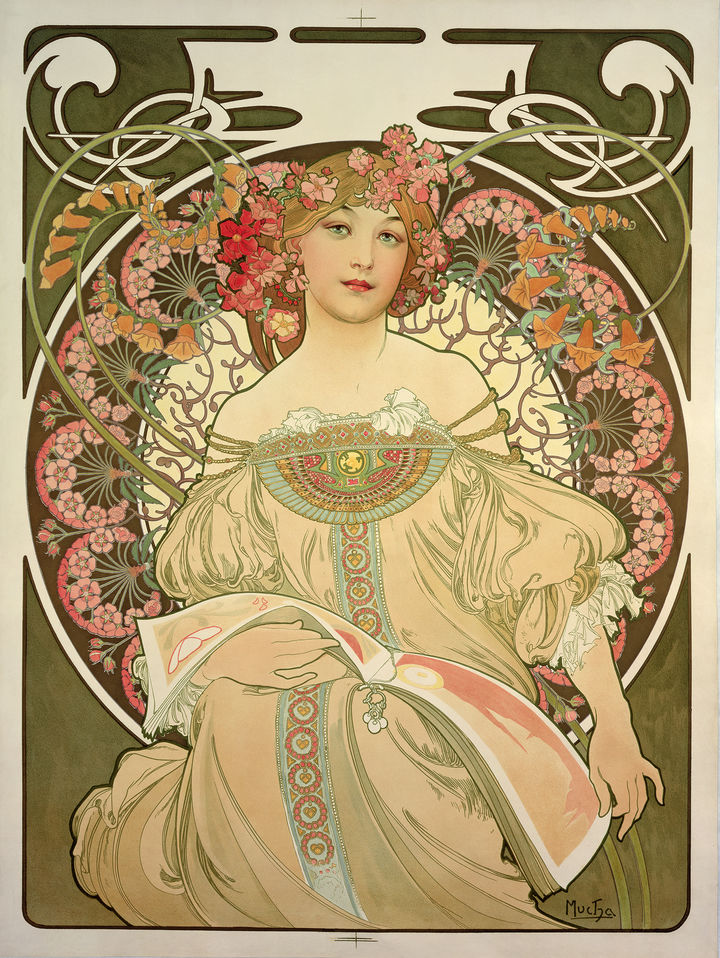 백일몽 Rêverie, 1897, 컬러 석판화, 72.7 x 55.2 cm ⓒ Mucha Trust 2025 *재판매 및 DB 금지