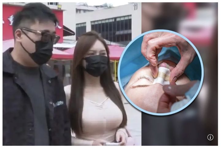 [서울=뉴시스]중국의 한 여성이 남자친구가 맡긴 돈 약 100만 위안(약 2억원)을 모두 성형수술에 탕진했다. 사진은 해당 여성과 남성. (사진출처: 사우스차이나모닝포스트 캡처)2025.11.03.