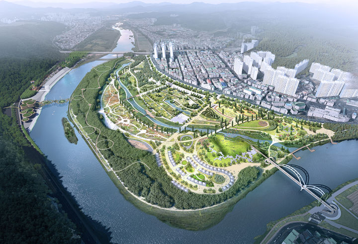 [울산=뉴시스] 구미현 기자 =울산시는 오는 8일 오후 6시 30분 태화강 남구 둔치에서 '2028 울산국제정원박람회 성공기원 대축전'을 개최한다고 4일 밝혔다. 태화강국가정원 조감도. (사진=울산시 제공) 2025.11.04. photo@newsis.com *재판매 및 DB 금지