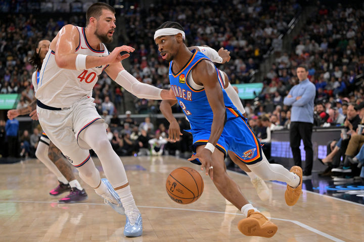 [로스앤젤레스=AP/뉴시스] 미국프로농구(NBA) 오클라호마시티 선더의 샤이 길저스알렉산더. 2025.11.04.