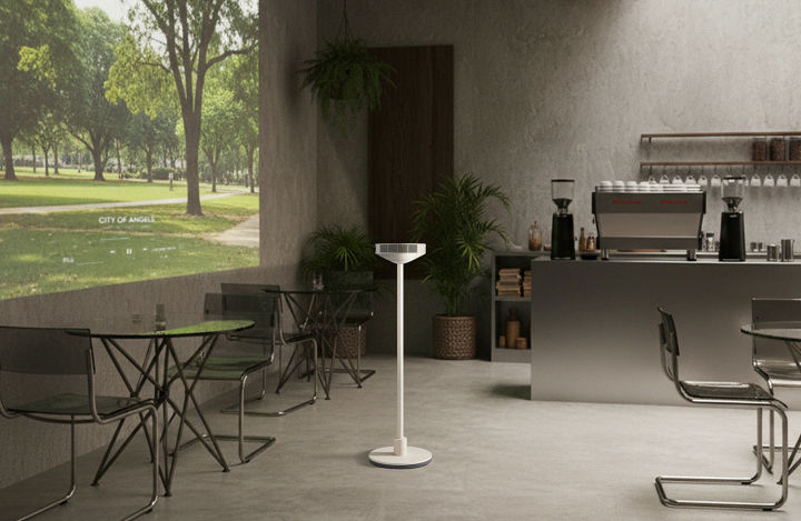 [서울=뉴시스]LG 무드메이트는 빔프로젝터, 인테리어 조명, 블루투스 스피커 역할을 모두 수행하는 신개념 프로젝터이다. 긴 스탠드에 원형의 프로젝터 헤드를 결합한 형태로, 고객은 자유롭게 옮겨 다니며 최대 120인치 대화면으로 다양한 콘텐츠를 감상할 수 있다. (사진=LG전자 제공) photo@newsis.com *재판매 및 DB 금지