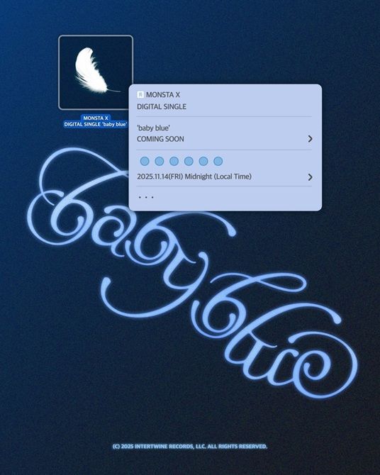 [서울=뉴시스] 그룹 '몬스타엑스' 신곡 '베이비 블루' 표지. (사진=스타쉽엔터테인먼트 제공) 2025.11.05. photo@newsis.com *재판매 및 DB 금지