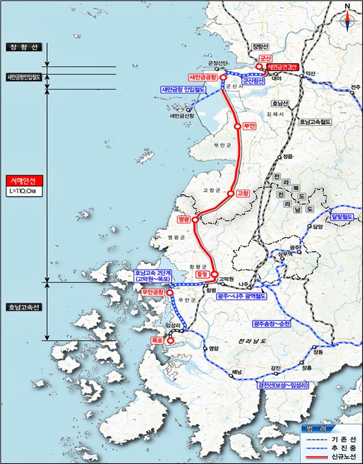 서해안철도(전북 군산~전남 목포선) 노선도 *재판매 및 DB 금지