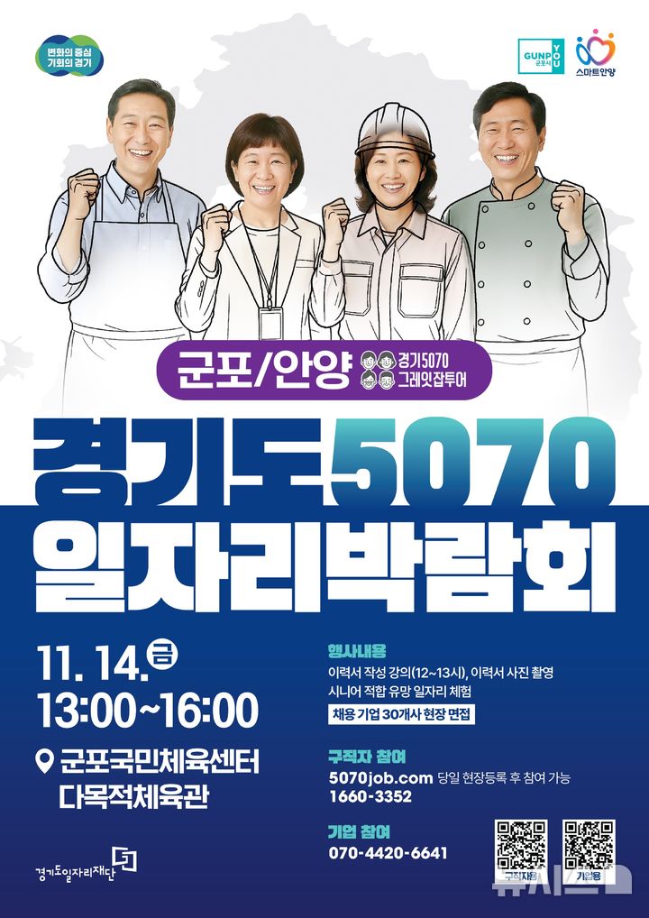 [군포=뉴시스] '경기도 5070 일자리 박람회'가 오는 14일 군포에서 열린다. (포스터=군포시 제공).2025.11.05.photo@newsis.com