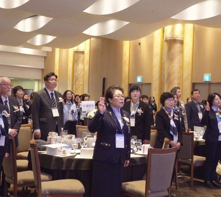 [서울=뉴시스] 김종희 상명대 총장이 '한국걸스카우트연맹 지도자 전국대회'에 참가했다. (사진=상명대 제공) 2025.11.05. photo@newsis.com *재판매 및 DB 금지