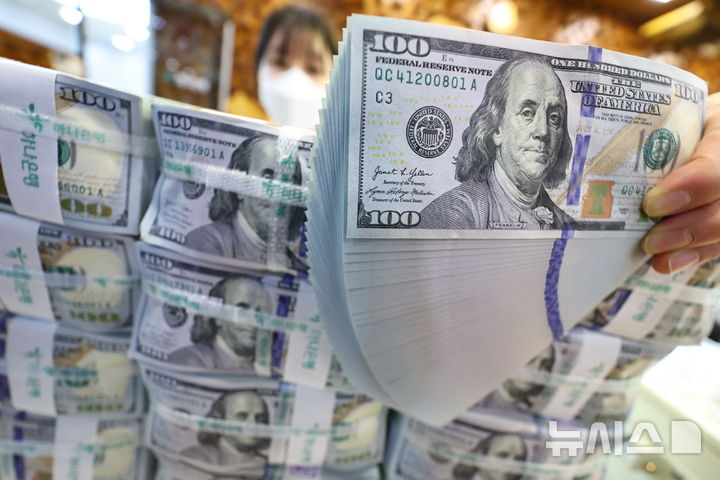 [서울=뉴시스] 최진석 기자 = 서울 중구 하나은행 위변조대응센터에서 관계자가  보유중인 달러를 정리하고 있는 모습. 2025.11.05. myjs@newsis.com