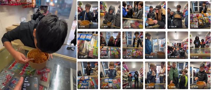 [뉴시스] 영국 리버풀의 소규모 가게 '스카우스후스'에서 시작된 '핵불닭볶음면 40초 챌린지'가 전 세계 SNS를 뜨겁게 달구고 있다. (사진 = 'ScouseHoos' 틱톡 갈무리) 2025.11.06. *재판매 및 DB 금지