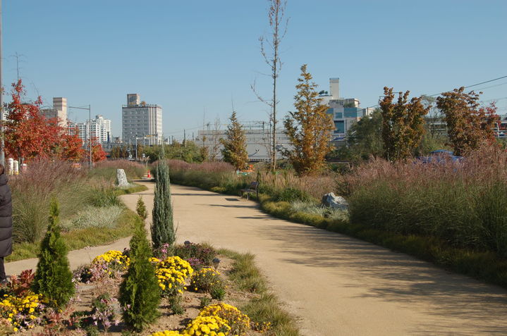 청주 오송물결정원, 철도 옆 수도용지 산책로 탈바꿈