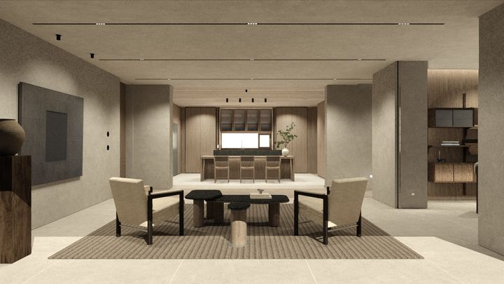 아틀리에 에디션이 적용된 거실, 다이닝, 키친 공간. (사진=포스코이앤씨 제공) *재판매 및 DB 금지